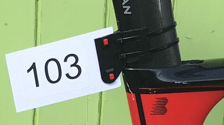 Bike race numbering system for triathlons or TT races