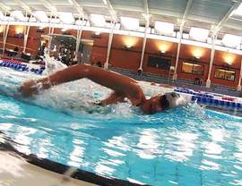 Swimmer showing breathing technique in front crawl